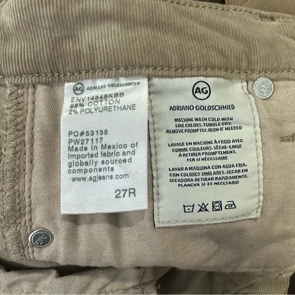 AG Adriano Goldschmied Prima Cigarette Cut Jeans In Envy Stretch Corduroy 27R - Picture 11 of 12